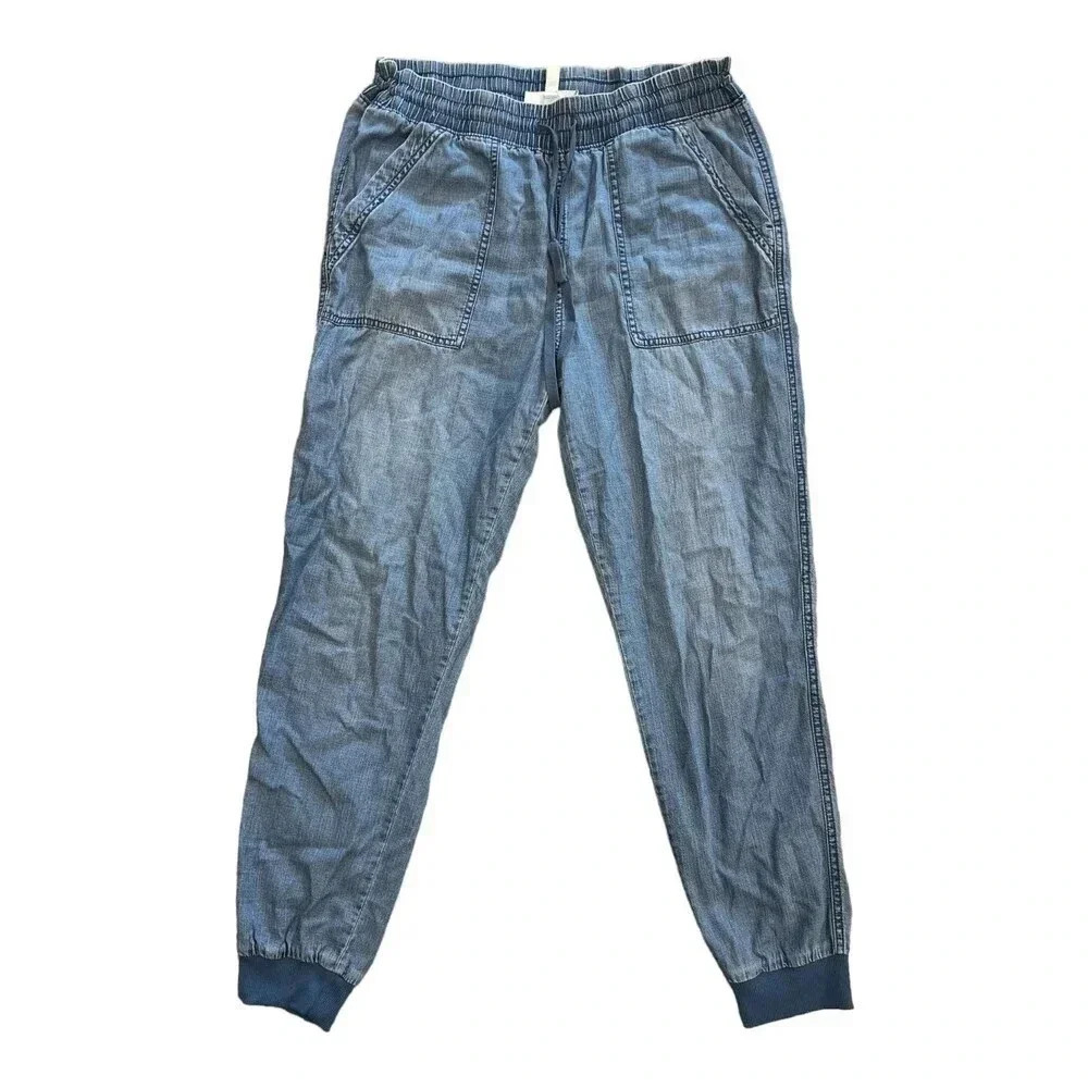 Seven7 Blue Chambray Cotton Lyocell Utility Joggers S